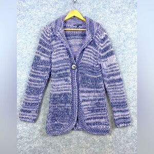 Berretti Italy Alpaca Mohair Wool‎ Cardigan Sweater Size L Purple Shawl Collar